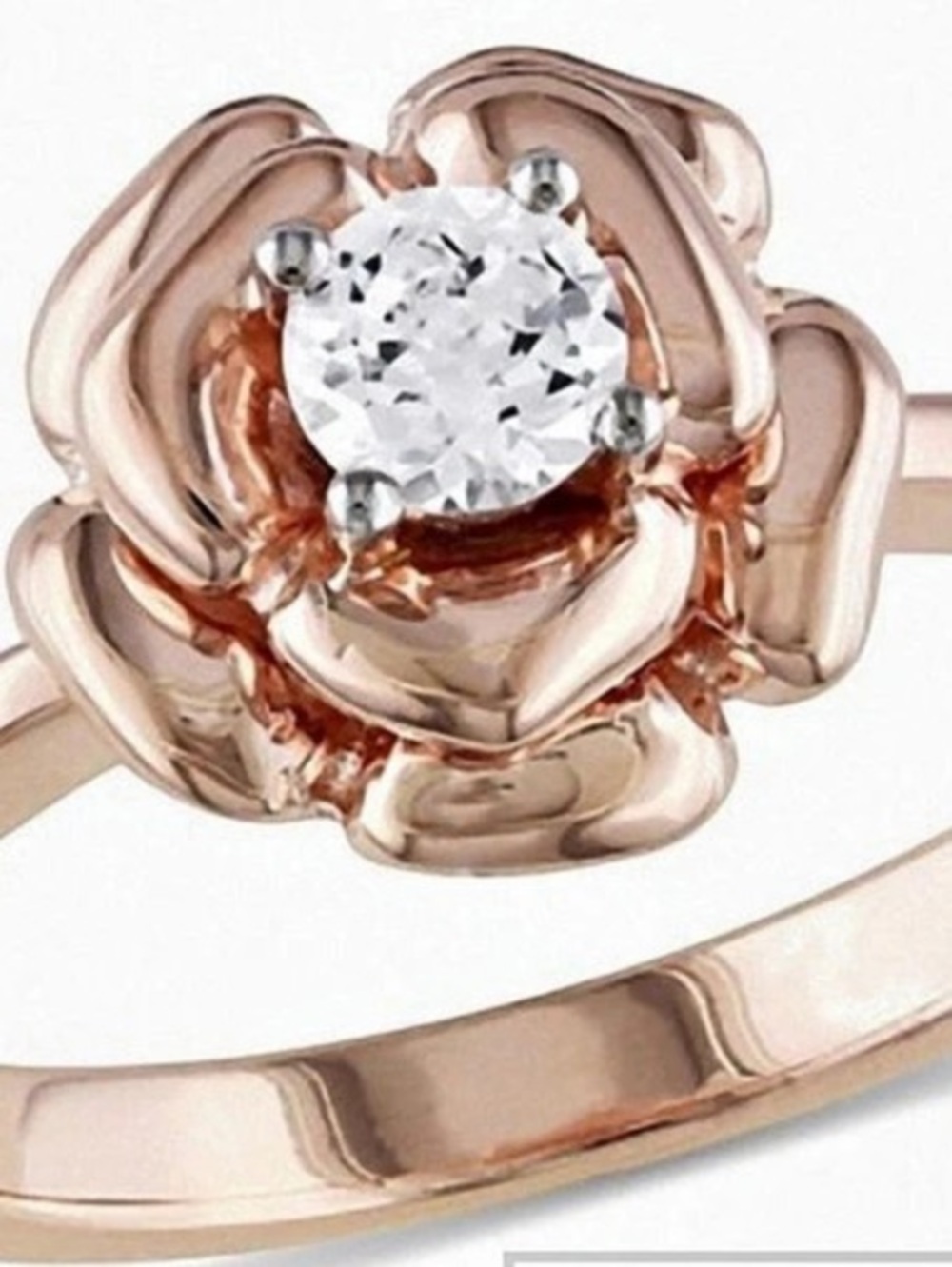 Peoples Jewellers White Lab-Created Sapphire Rose Ring in Sterling Silver with R